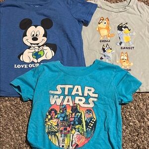 Toddler t shirts Mickey, bluey and Star Wars
